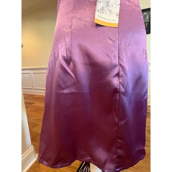 PRETTY GARBAGE LAVENDER NWT SATIN DRESS ADJ CHAIN STRAPS WOMENS SIZE MEDIUM - Picture 7 of 8
